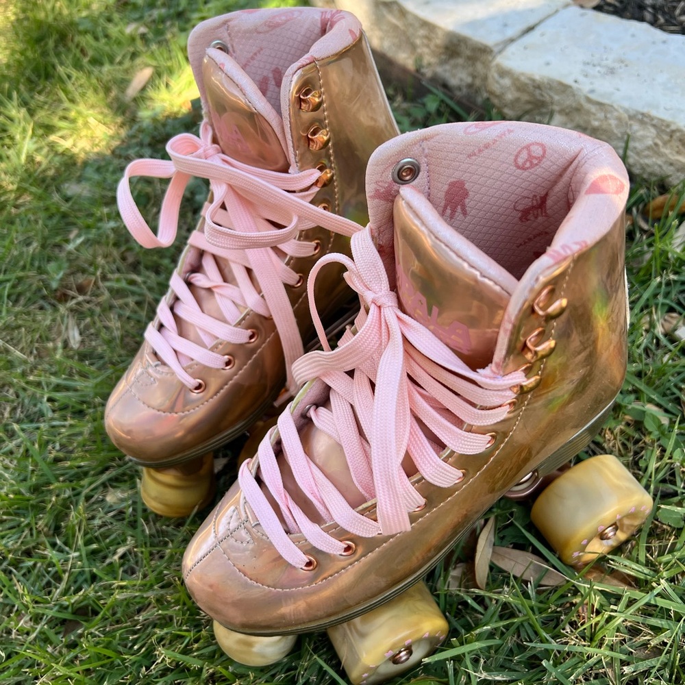 Impala Rose Gold Roller Skates with Pink Laces size 4